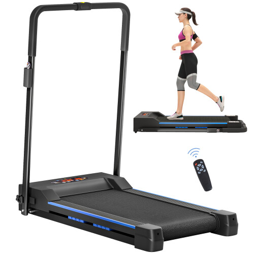 Homcom HOMCOM 1-6 km/h Folding Motorised Treadmill Walking w/ Remote Control, Blue