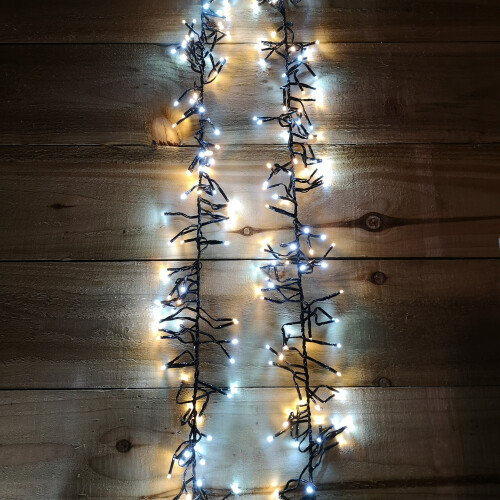 62.5m 5000 LED Christmas Cluster Multi-Action String Lights with Timer in White & Warm White