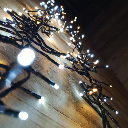 62.5m 5000 LED Christmas Cluster Multi-Action String Lights with Timer in White & Warm White 1