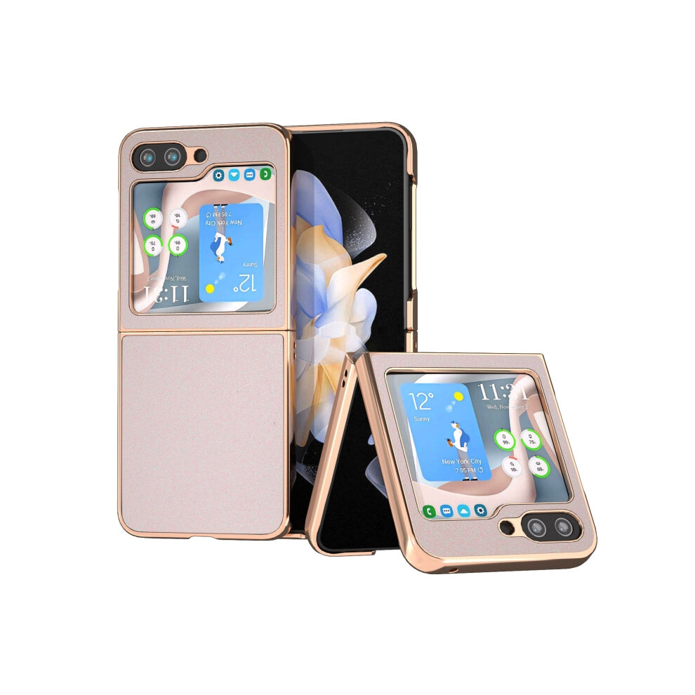 For Samsung Galaxy Z Flip5 Nano Plating Glitter Pu Phone Case(White) White 740441808123