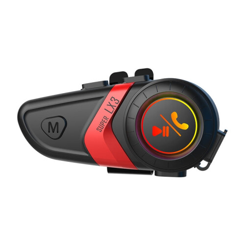 Motorcycle Helmet Call Music Navigation Bluetooth Headset, Color: Red(Soft Pipe Microphone) 1