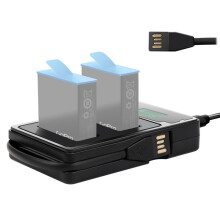 LCD Screen Dual Batteries Charger with Displays Charging Capacity for GoPro HERO9 Black / HERO10 Black(Black)