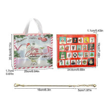 (19x24.6x1.1cm, Gold bracelet) 2024 Christmas Charm Bracelet Jewelry Advent Calendar Gift Box Diy Jewelry Making Kit For Children Girls Girl Gift