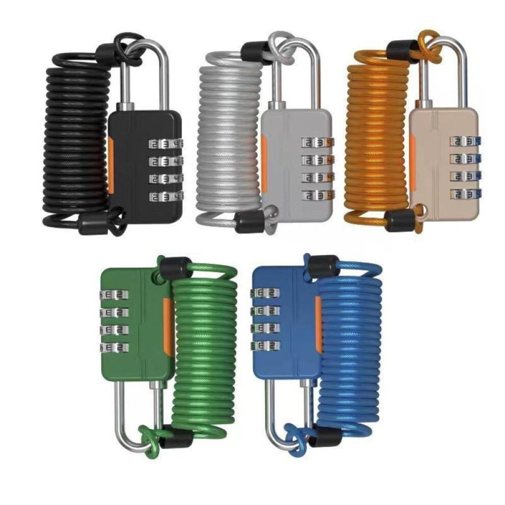 (Blue) 1Pc Mini Combination Padlock With Cable 4-Digit Password Lock With Scalable Steel Wire For Cabinet Suitcase Anti-theft Rope Lock