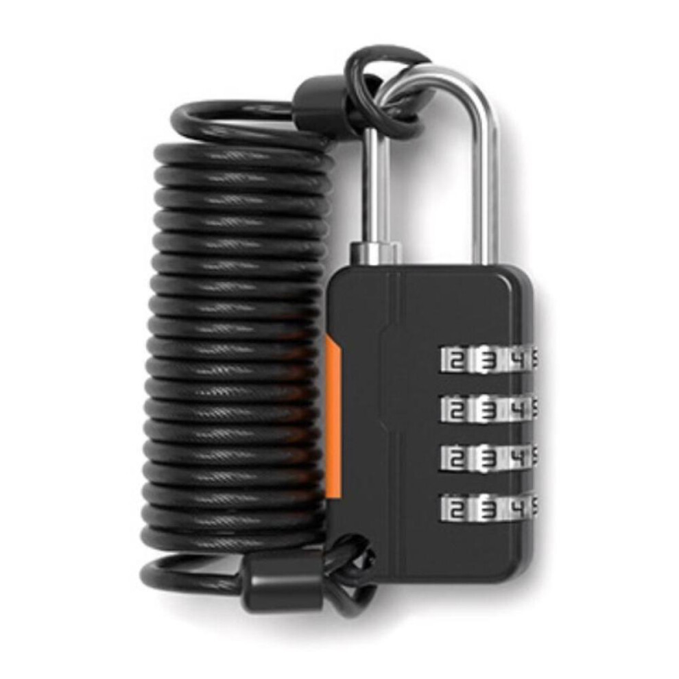 (Black) 1Pc Mini Combination Padlock With Cable 4-Digit Password Lock With Scalable Steel Wire For Cabinet Suitcase Anti-theft Rope Lock