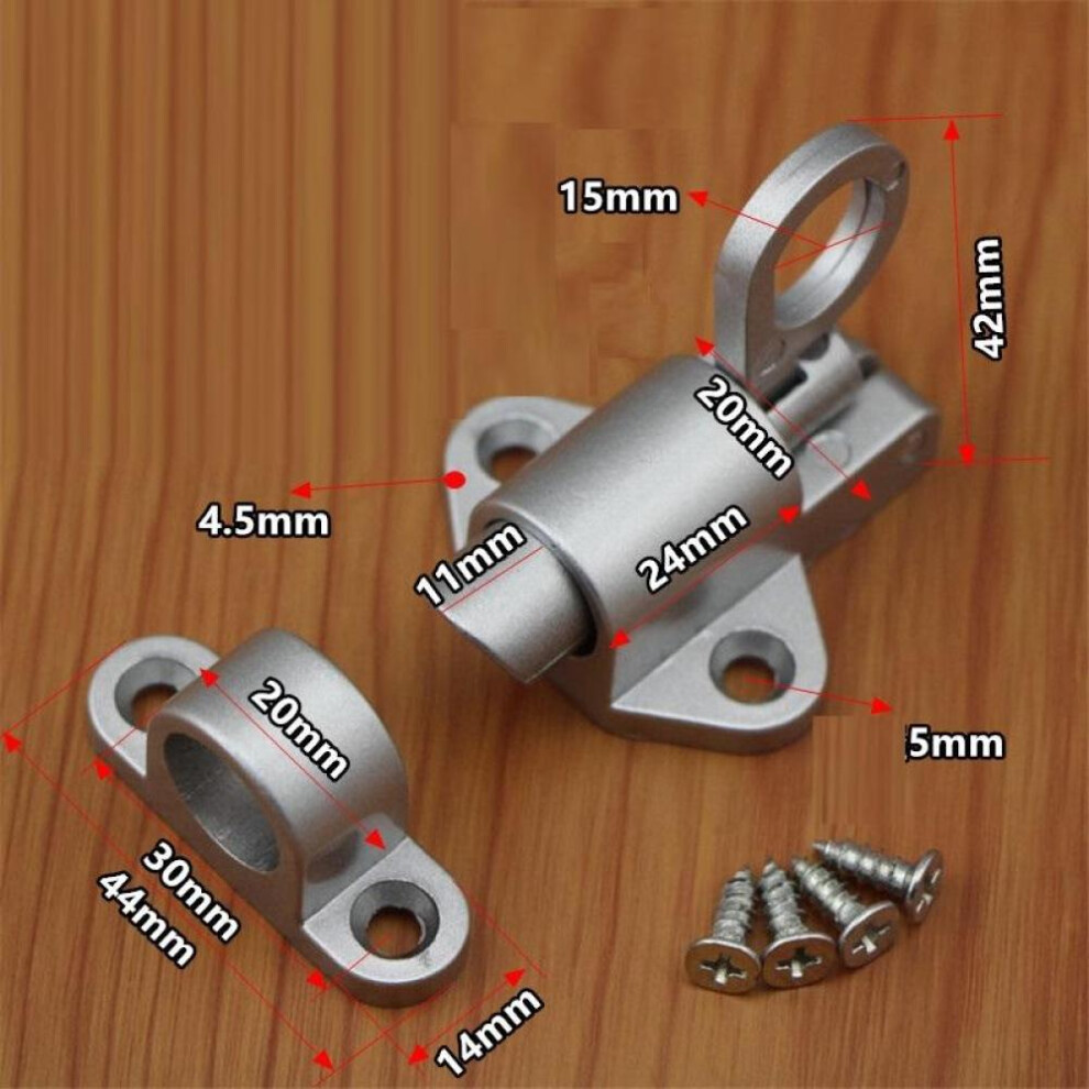 (Silver) Spring Loaded Window Door Bolt Gate Security Automatic Latch Bolt Gate Lock Hook Self-Closing Spring Loaded