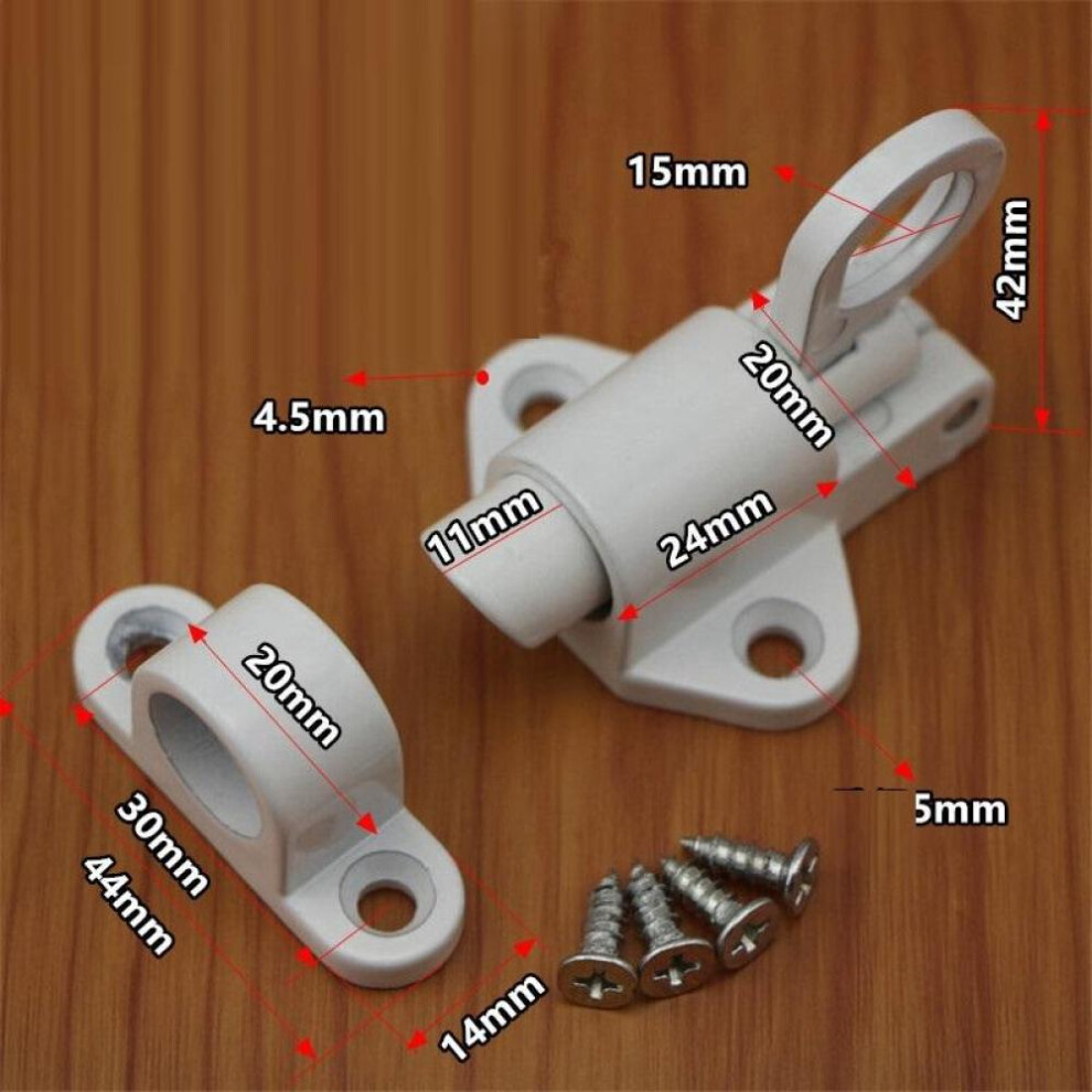 (White) Spring Loaded Window Door Bolt Gate Security Automatic Latch Bolt Gate Lock Hook Self-Closing Spring Loaded