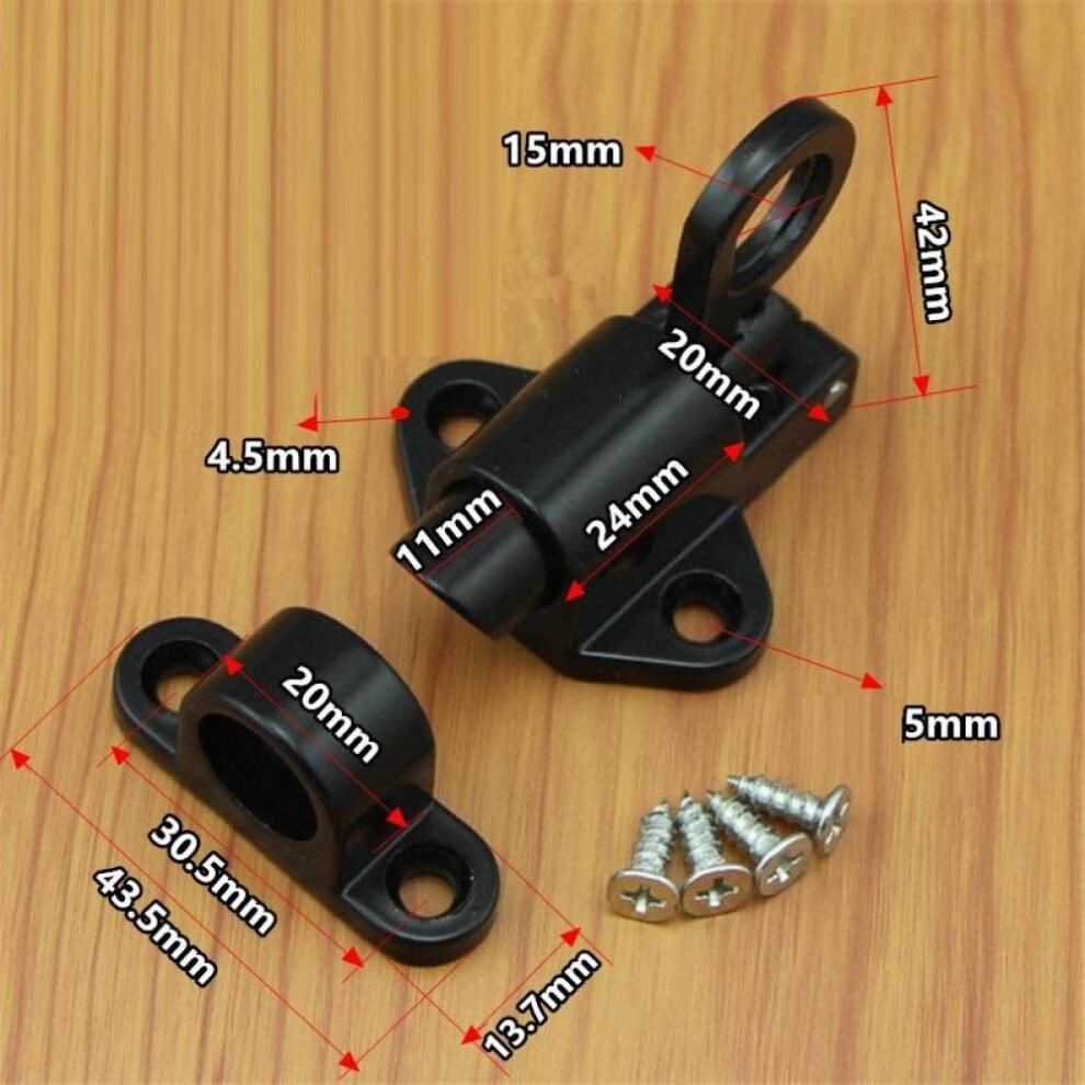 (Black) Spring Loaded Window Door Bolt Gate Security Automatic Latch Bolt Gate Lock Hook Self-Closing Spring Loaded