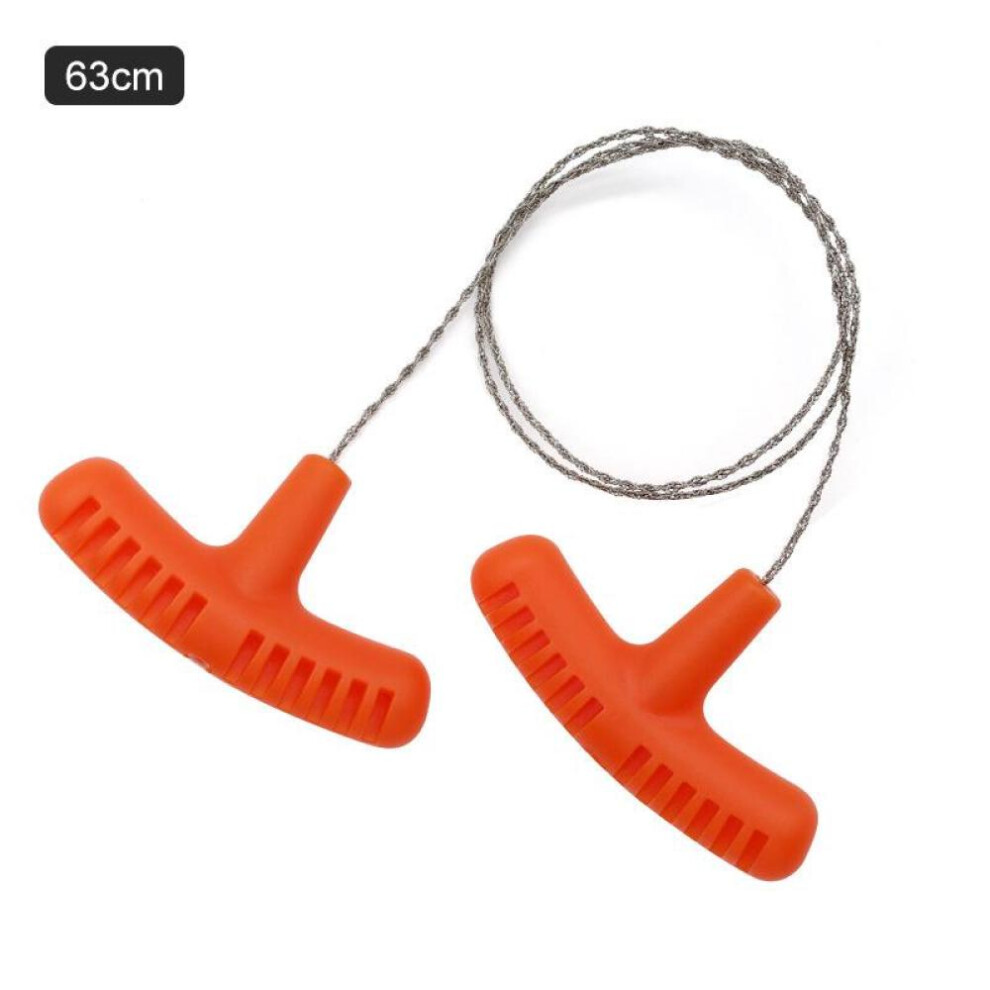(Orange) Outdoor Camping Hiking Manual Hand Steel Rope Chain Saw Practical Portable Emergency Survival Gear Steel Wire Kits Travel Tools