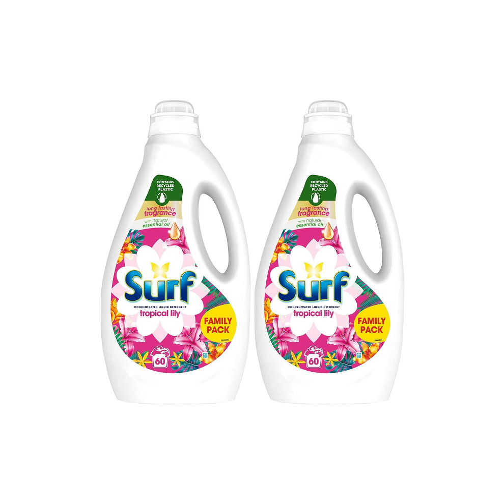 Surf Tropical Lily Family Pack Concentrated Liquid Detergent 2x 60 Washes 1620ml