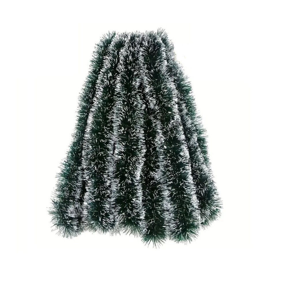 3 x 3M Snow Tipped Green Christmas Tinsel Garland Chunky Tree Tinsel