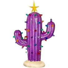 (Purple One Size) Cactus Christmas Tree with Lights Lighted Resin Ceramic Christmas Tree Vintage Christmas Cactus Decor Light Up Christmas Tree Cactus compatible with X