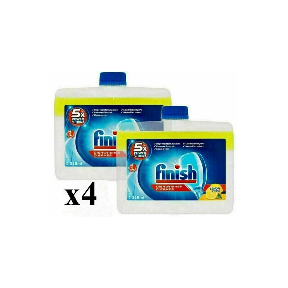 Finish Dishwasher Machine Cleaner , Lemon , Pack of 4, 250ml