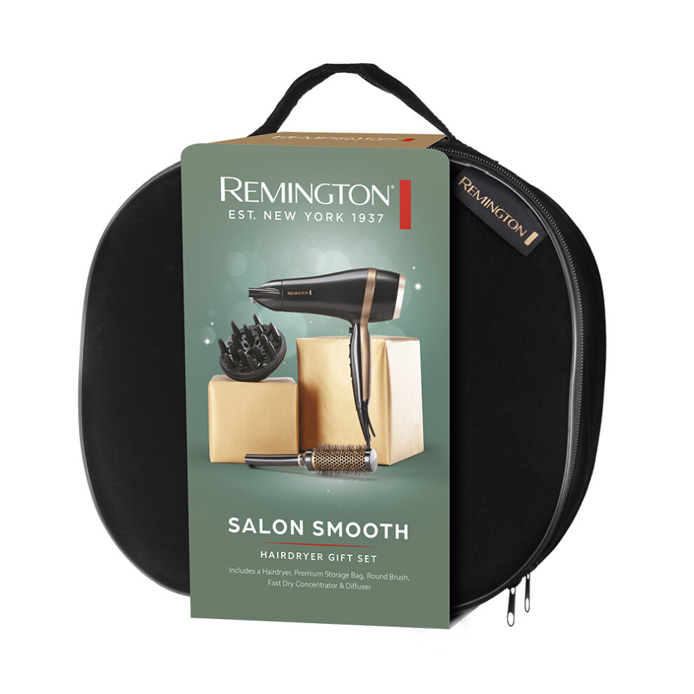 REMINGTON D6960GP Salon Smooth Hairdryer Gift Set - Black & Gold