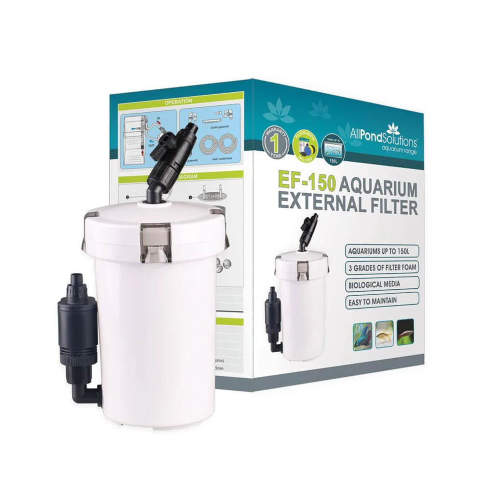 Allpetsolutions Allpondsolutions Ef-150 External Aquarium Filter - 400 L/H, For Up To 150 L Tanks, Multi-Stage Filtration With Spray-Bar And Drip-Free Tap