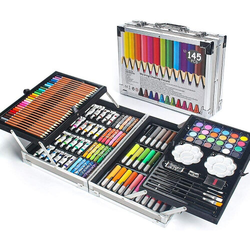 145 Piece Art Set, Deluxe Mega Aluminum Box