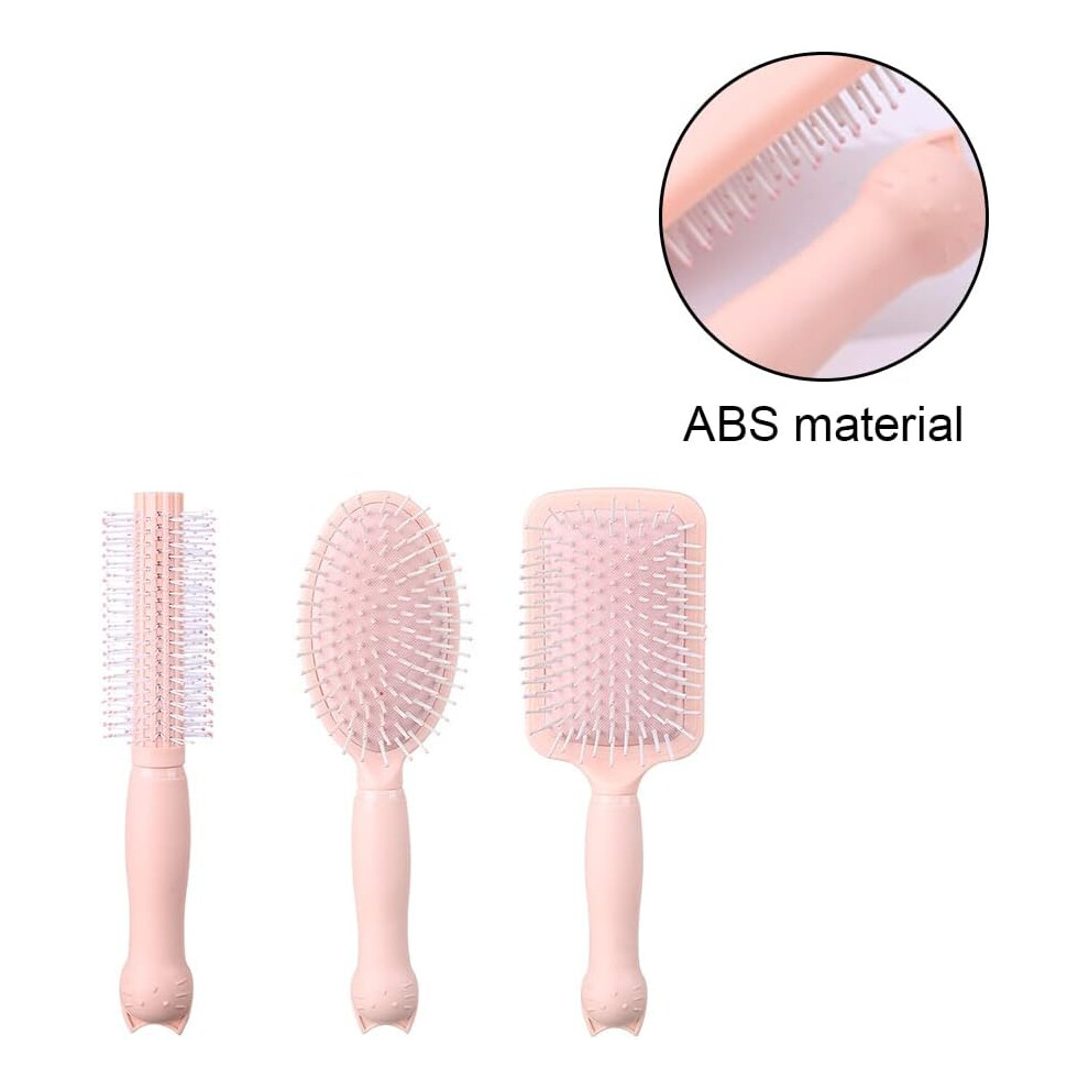 pink--set-anti-static-massage-oval-comb-round-hair-brush-vent-hair-brush-detangling-brush-paddle-brush-for-women-men-kid-all-wet-or-dry-hair-s-detangle