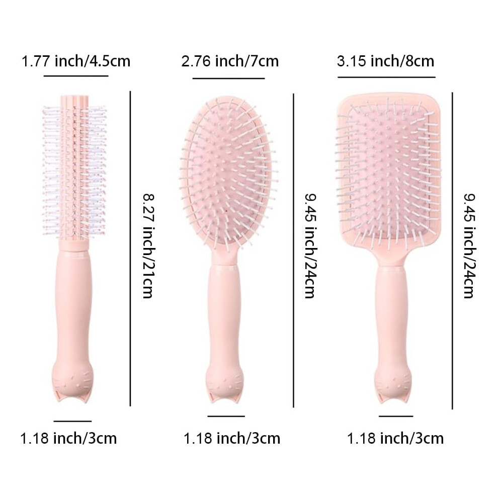 pink--set-anti-static-massage-oval-comb-round-hair-brush-vent-hair-brush-detangling-brush-paddle-brush-for-women-men-kid-all-wet-or-dry-hair-s-detangle