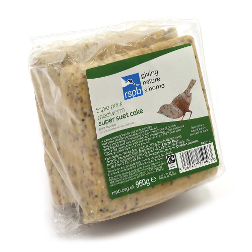 RSPB Super Suet Mealworm Cake High Protein & Fat Nutritious 3 Pack