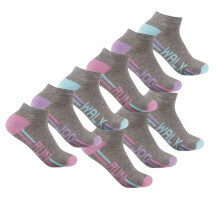 (Grey, 4-8) Ladies Ankle Socks (6, 9 & 18 Pairs) Cotton Rich Sports Trainer Liner - Size 4-8