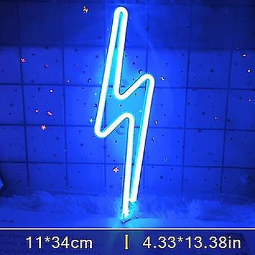 (Lightning2-Blue) Neon Sign Lightning Led Neon Wall Night Light Battery ...