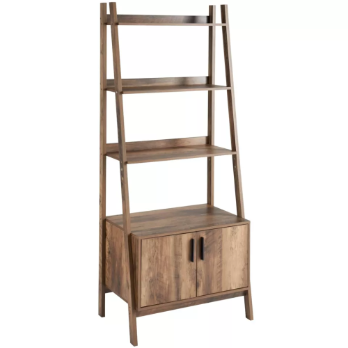 Tall 2-Door Ladder Bookcase - 4-Tier Shelves Display Storage Unit 2