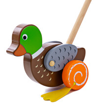 Bigjigs Toys Wooden Duck Push Along Toy - Quality Baby Wooden Toys, Push Along Toys for 1 Year Olds, Balance & Hand Eye Coordination Skills
