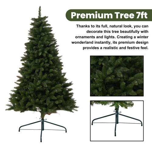 7ft Premium Christmas Tree With  1288 Branch Tips, Indoor Use, Includes Stand 1