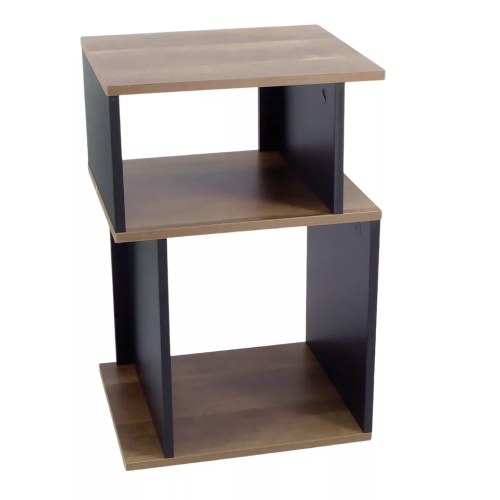 Rustic Oak & Black 3-Tier End Table - Small Side Table for Living Room 1