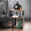 Rustic Oak & Black 3-Tier End Table - Small Side Table for Living Room 1