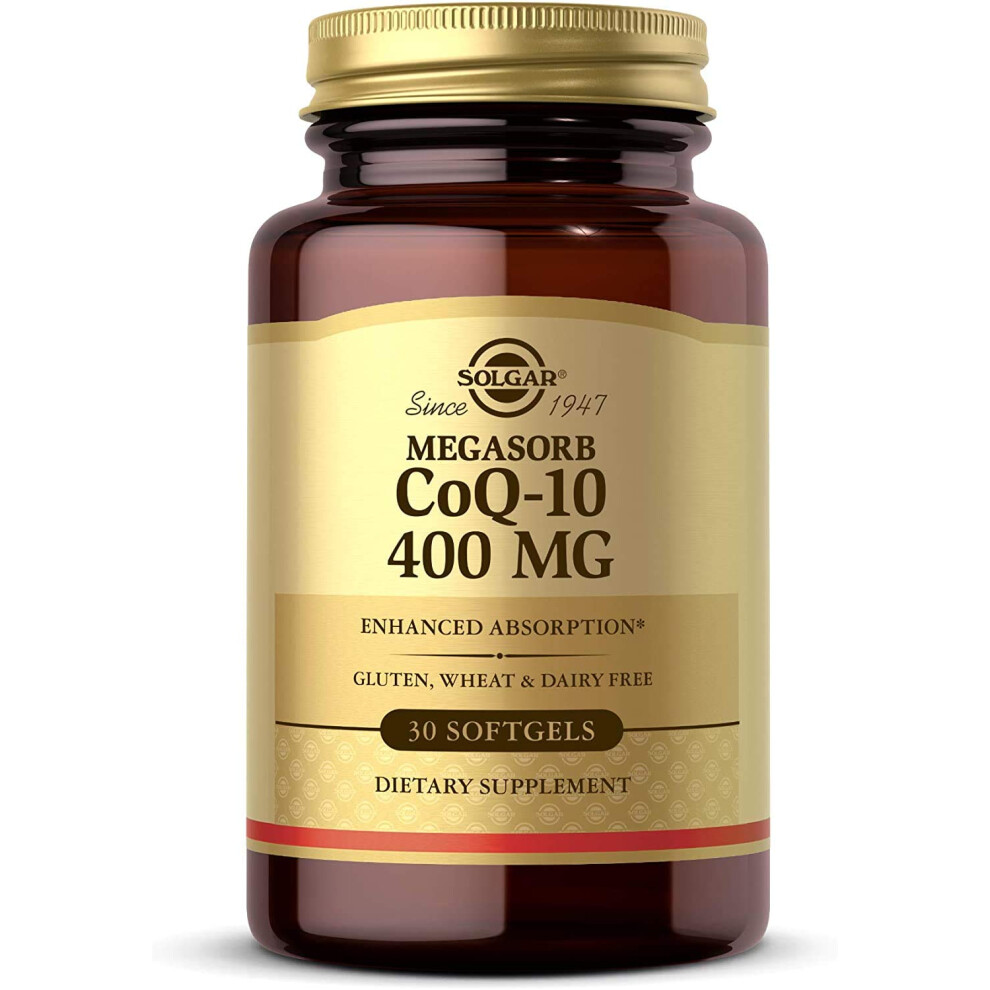 Solgar Megasorb CoQ10 400 mg  30 Softgels  Supports Heart  Brain Function  Coenzyme Q10 Supplement  Enhanced Absorption  G