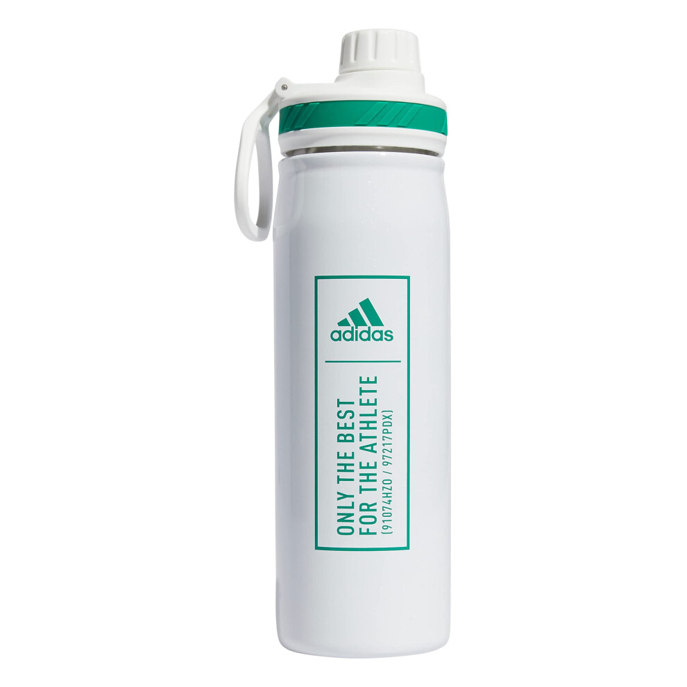 adidas 600 Ml 20 Oz Metal Water Bottle  HotCold DoubleWalled Insulated 188 Stainless Steel  WhiteCourt Green  One Size