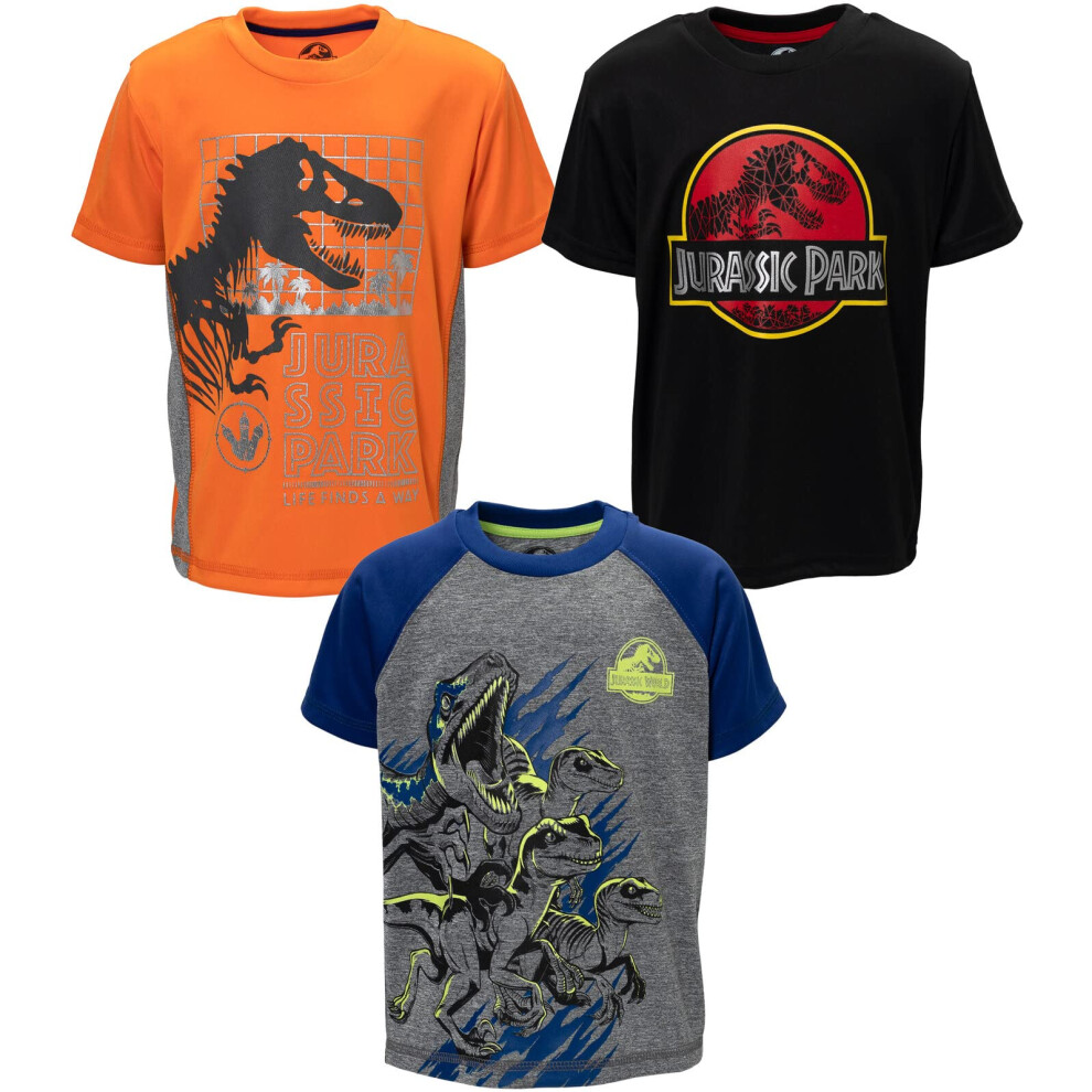 Jurassic World Jurassic Park TRex Blue Dinosaur Toddler Boys 3 Pack Pullover TShirts Multi 3T