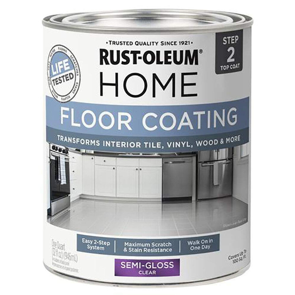 RustOleum 358870 Floor Coating Top Coat SemiGloss Clear Quart