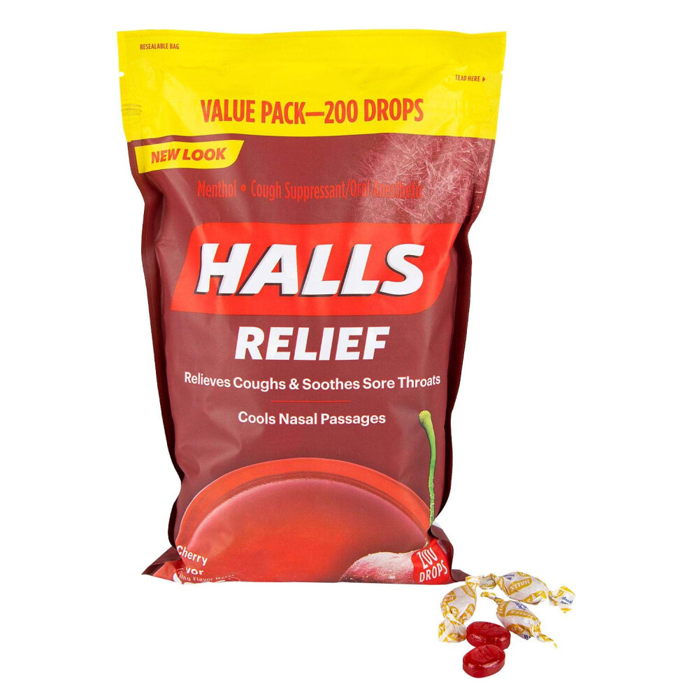 Halls MenthoLyptus Cough Suppressant  200 Cherry Drops