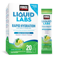 Force Factor, Liquid Labs, Mélange pour Boisson Électrolytique d'Hydratation Rapide, Citron Vert, 20 Sachets Bâtonnets, 0,25 oz (7 g) Chacun