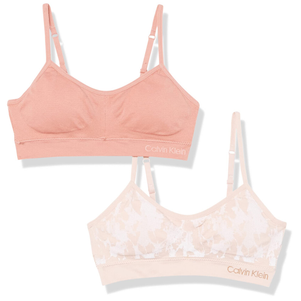 Calvin Klein Girls Seamless Crop Bralette  2 Pack  Medium