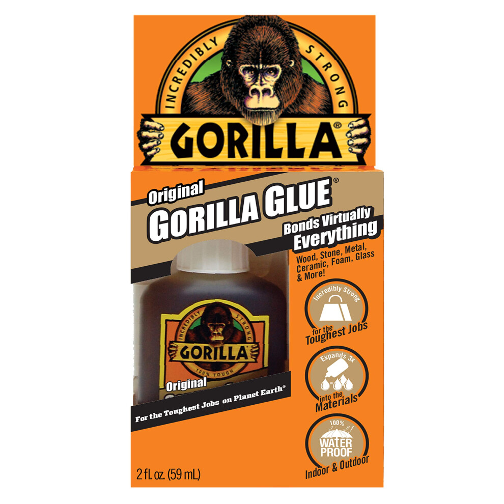 Gorilla Original Gorilla Glue  Waterproof Polyurethane Glue  2 Ounce Bottle  Brown  Pack of 1