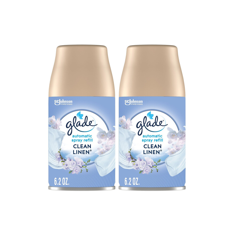 Glade Automatic Spray Air Freshener Refill  Scented Air Freshener for Home and Bathroom  Clean Linen  62 Oz  2 Count