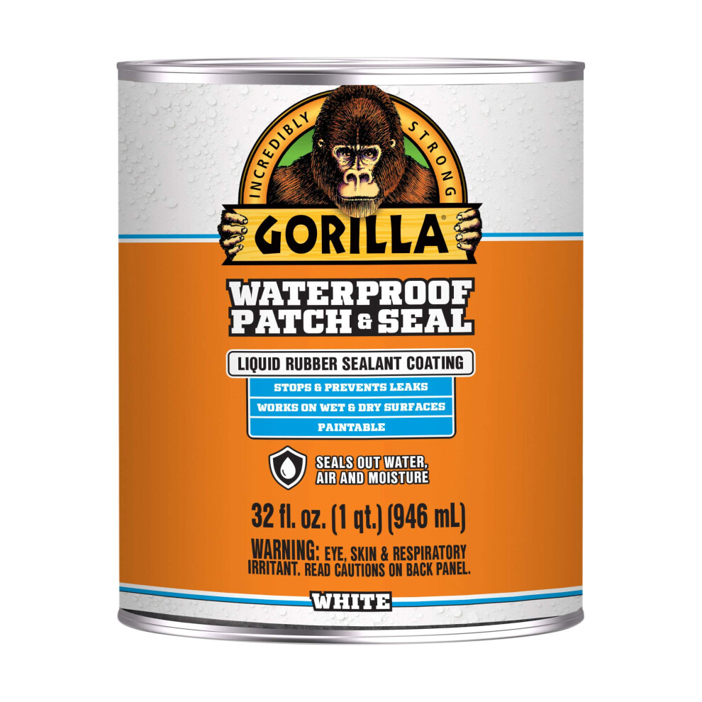 Gorilla Waterproof Patch  Seal Liquid Rubber Sealant  White  32oz Pack of 1