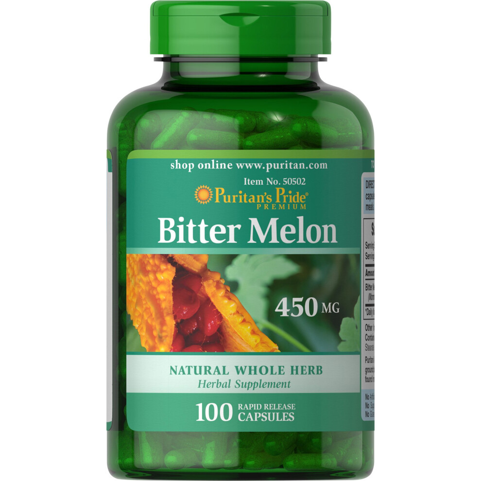 Puritans Pride Bitter Melon 450 mg  100 Count  White15205