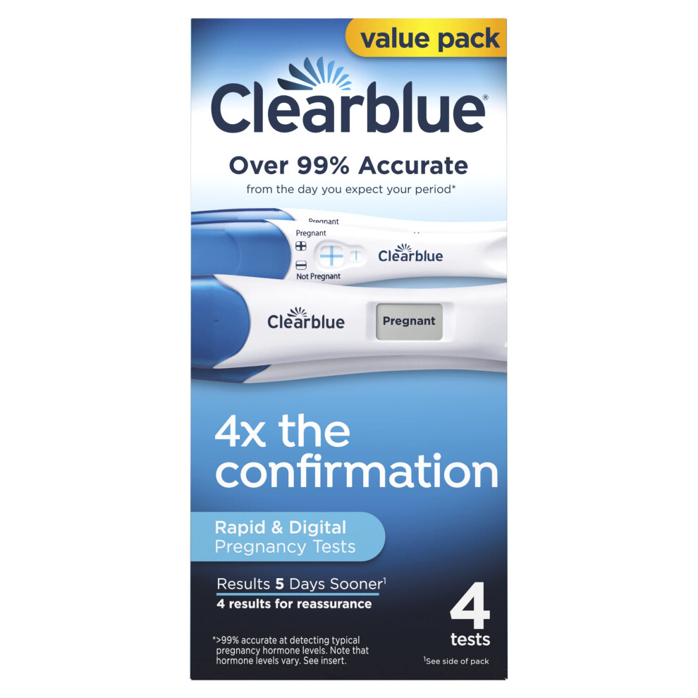 Clearblue Pregnancy Test Combo Pack  4ct  Digital with Smart Countdown  Rapid Detection  Value Pack