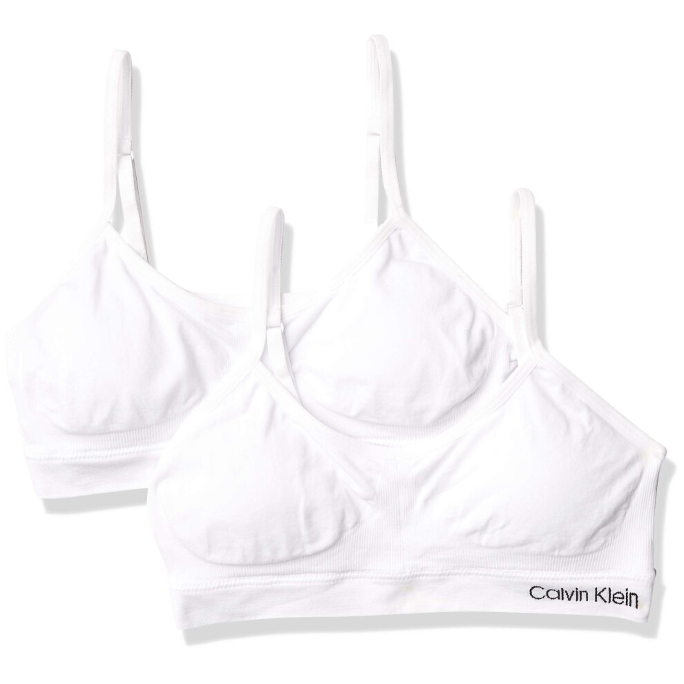 Calvin Klein Girls Seamless Crop Bralette  WhiteWhite2 Pack  Small