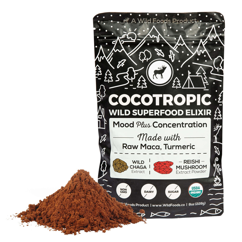 Organic Cacao Mushroom Chocolate Mix  8 oz  Superfood Mushroom Blend  NonGMO  Vegan  Gluten Free  Mood  Cold Processed  Reishi