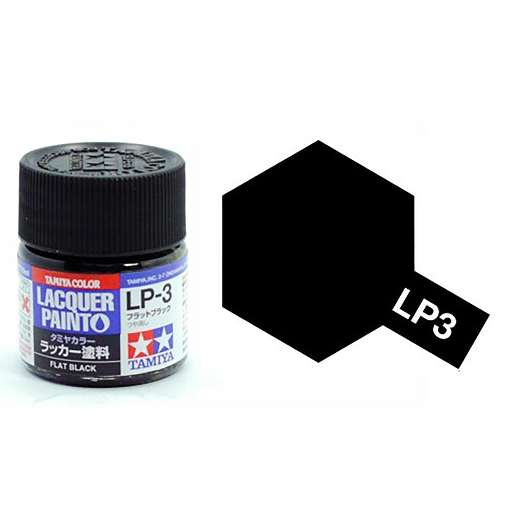 TAMIYA Lacquer Paint LP3 Flat Black 10 ML TAM82103 Lacquer Primers  Paints