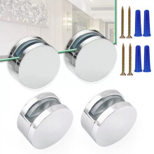 AccEncyc Frameless Mirror Mounting Hardware Kit 4 Pack Zinc Alloy Mirror Holders Mirror Mounting Brackets Glass Clips Clamps Bat