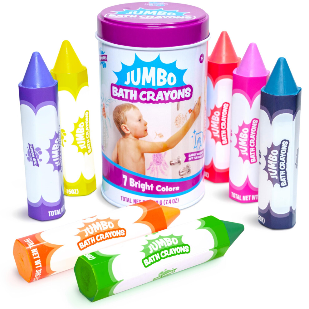 Tub Works Smooth Jumbo Bath Crayons Bath Toy  Nontoxic  Washable Bath Crayons for Toddlers  Kids  Unique Formula Draws Smooth