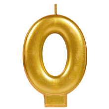 Amscan Bougie d'Anniversaire Métallique #0 | Or | Fourniture de Fête | 1 pièce