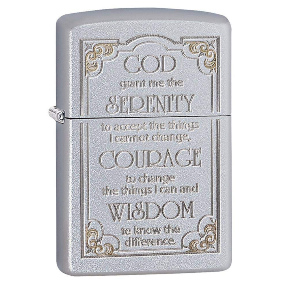 Zippo Serenity Prayer Satin Chrome Pocket Lighter  One Size 28458