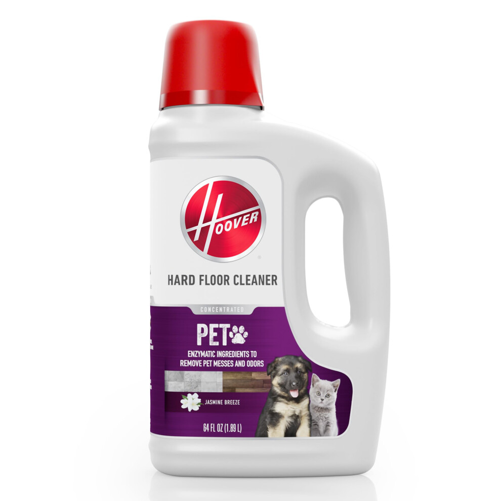 Hoover Pet Hard Floor Cleaner  Concentrated Pet Cleaning Solution for Hard Floor Machines  64 fl oz Formula  White AH31451